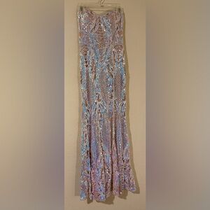 TLC Say Yes to the Prom Multicolor Sequin Strapless Mermaid Prom Dress